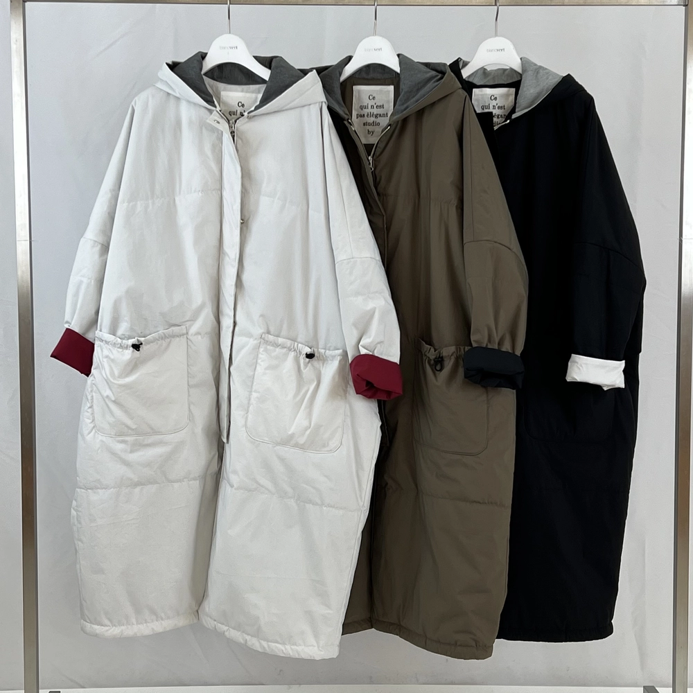 蓄熱綿フードベルト飾りコート - blancvert公式サイト