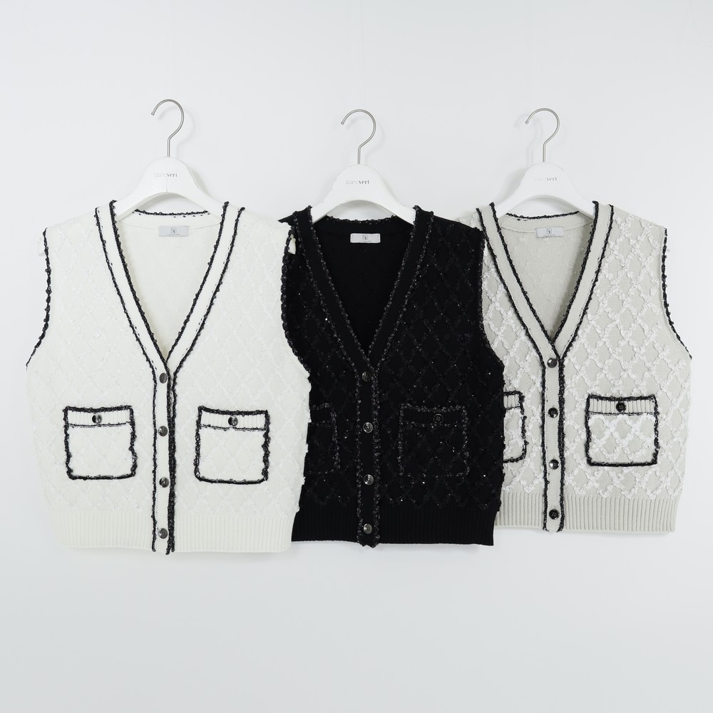 ADAWAS LILY EMBROIDERY Vネックベスト ADAWAS ベスト ジレ ADAWAS/アダワス LILY EMBROIDERY V-NECK